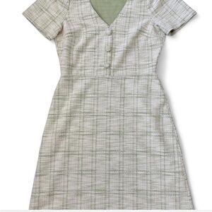 LOFT Green Plaid Midi Dress